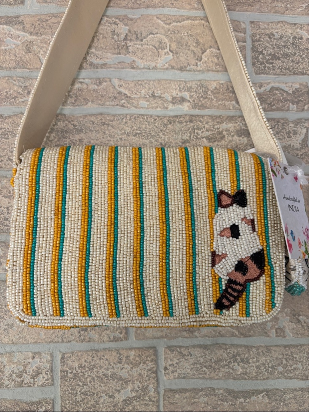 Viral Beaded Cat Mosaic Crossbody Bag - Multicolor w/ cat beaded charm - Picture 5 of 6